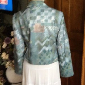 Short summer blazer blue and teal colors 3 buttons front closer lined